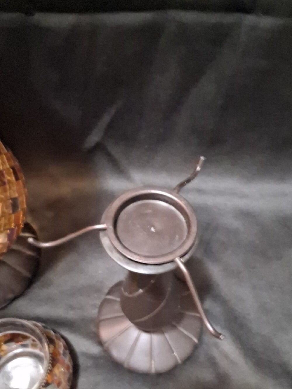 PartyLite Iridescent Mosaic Glass Candle Holders (3) - Brown & Multi - Picture 3 of 11